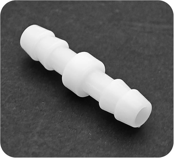 12Pcs 1/4" x 1/4" Plastic Hose Barb Fittings, Barbed Splicer Mender Joint Adapter Union Connectors for Aquarium, Household, Fuel, Gas, Liquid, Air Hose Repair