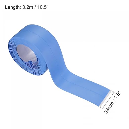 uxcell Waterproof Seal Caulk Strip Tape Self Adhesive 1.5" W x 10.5'L PVC Sealing Tape for Kitchen Bathroom Blue