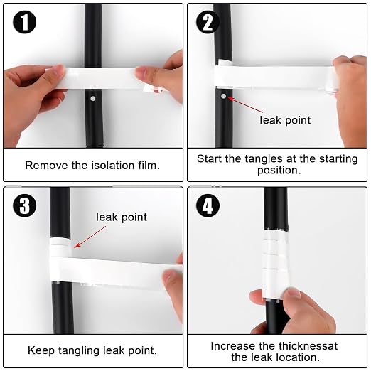 BOXOB 2 Rolls Self-Fusing Silicone Tapes, 1 inch x 10ft Self Sealing Fusing Silicone Tape Waterproof Hose Repair Tape Pipe Repair Tape Rescue Tape for Hose/Pipe Leaks Emergency Repair (White)