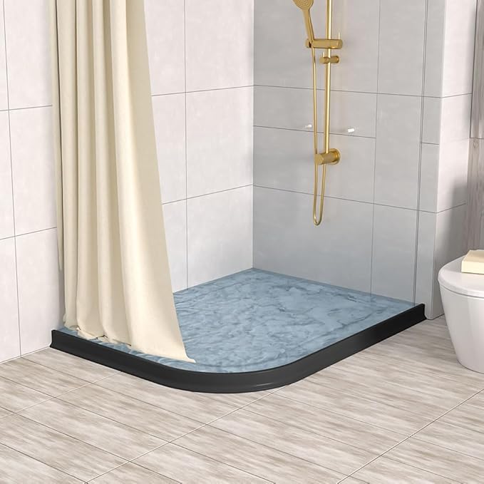 Duzzy 67 Inch Collapsible Shower Water Dam Shower Stopper Barrier and Retention System and Keeps Water Inside Threshold Dry and Wet Separation Suitable for Bathroom and Kitchen