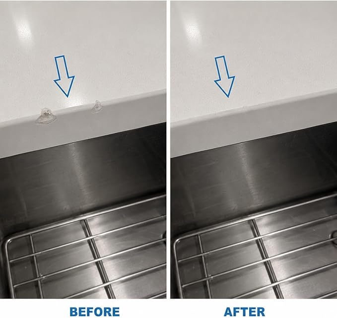 White Quartz Countertop Repair Kit – Quartz, Marble, Acrylic, Porcelain Countertop Chip Repair – Quick Drying – Fix Chips, Cracks, Scratches, Nicks