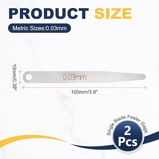HARFINGTON 4pcs Metric Thickness Feeler Gauge 0.03mm Single Blade Oval Feeler Gauge 304 Stainless Steel Gap Measuring Tool for Repair Valve Guitar Spark Plug
