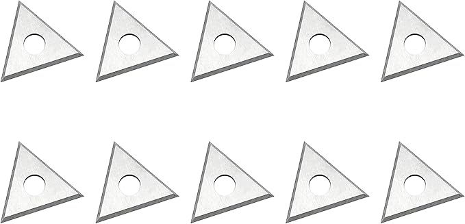LU&MN Carbide Scraper Replacement Blades, 1" Triple-Edge Triangle Reversible Blades, Fits Most Handheld Paint, Glue& Grout Scrapers, 10Pieces