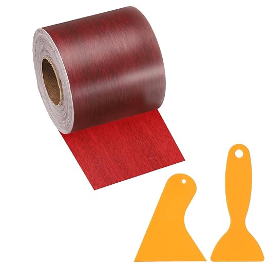 PATIKIL Wood Grain Repair Tape, 2" x 33' Self Adhesive Realistic Wood Tape with Scraper Durable Repair Patch for Furniture Floor Window Door Table DIY Home Decor, Walnut