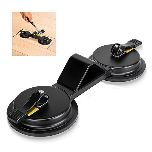 Floor Gap Fixer Tool - Heavy Duty 45° Striking Surface Floor Gap Repair Tool with Dual Enhanced Suction Cup, Plank Grabber Floors Fix Pro Made of Iron for Fixer Laminate/Vinyl Flooring Tools