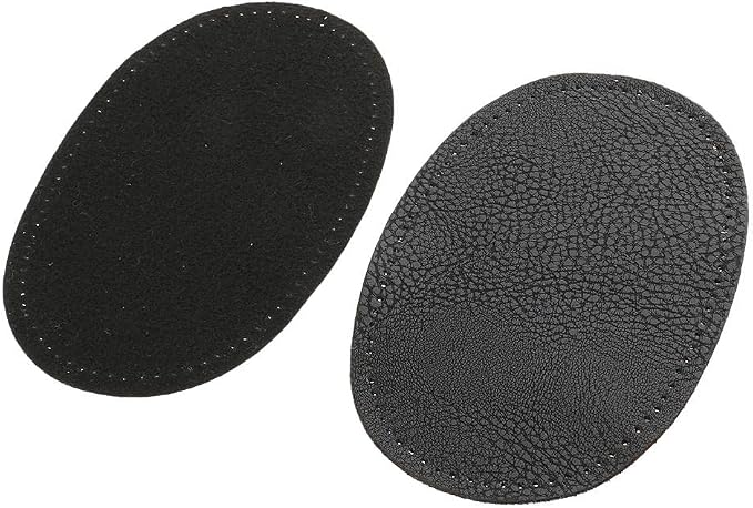 BeeSpring 2 Pieces Pu Leather Patch Sew on Patches Repir Elbow Knee for Clothes Clothing Accessories - Black