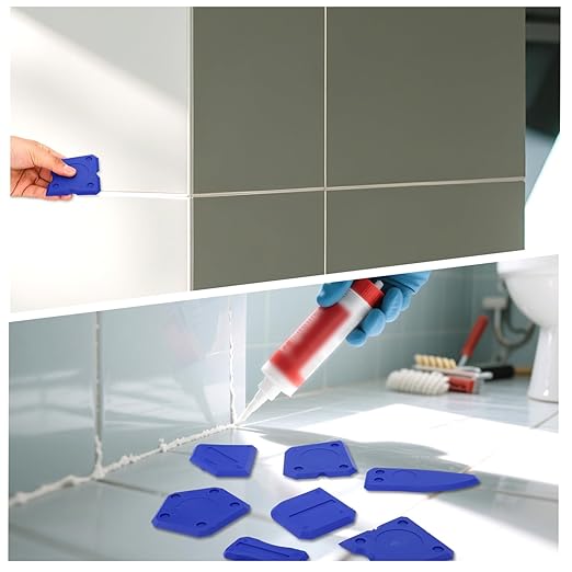 8pcs Silicone Caulking Tool, Professional Sealant Finishing Grout Tool with Multiple Shape Scraper & Caulk Remover for Kitchen Bathroom Floor Window & Sink