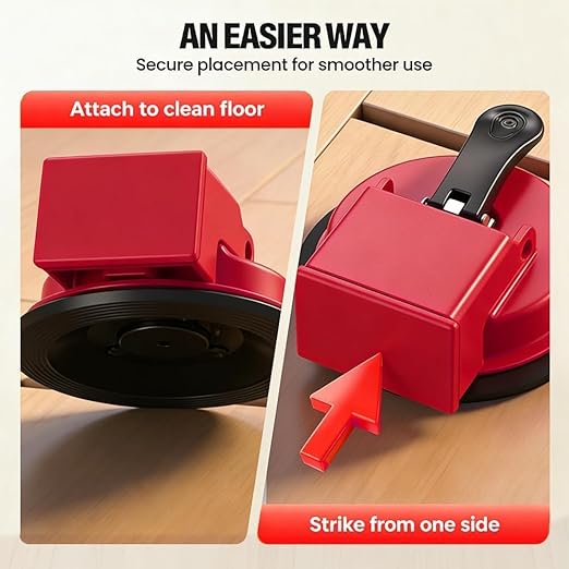 Floor Gap Fixer Tool, Cast Aluminum, Heavy Duty Flooring Repair Kit with Vacuum Suction Cup for Laminate, Vinyl, Wood and Tile Floors (red)