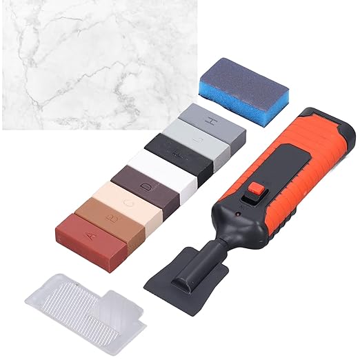 Tile Repair Electric Heating Pen, Tile Porcelain Repair Kit with Electric Heating Pen and Wax, 8 Colors Crack Gaps Repairing Tools Wall Nail Hole Repairing Kit for Stone Porcelain