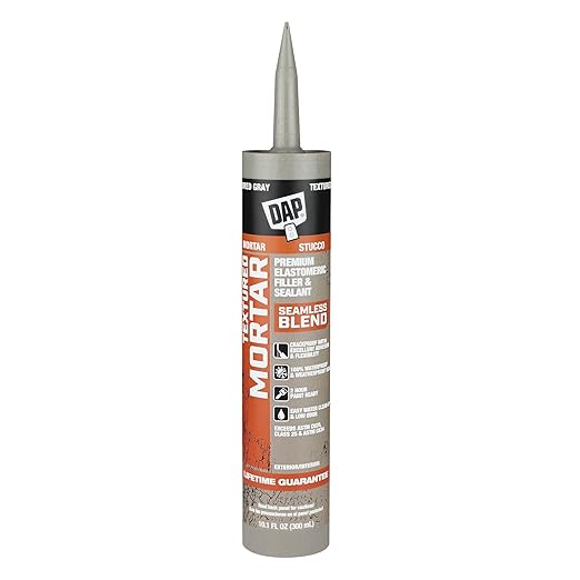 DAP Textured Mortar Premium Elastomeric Latex Filler & Sealant, Gray, 10.1 Oz (7079810082) (Pack of 12)