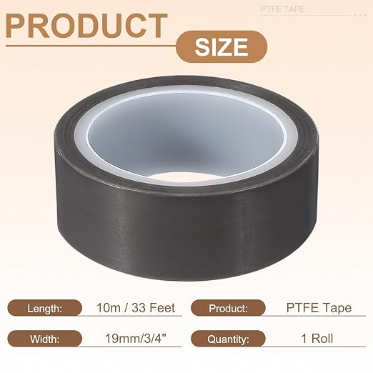 PATIKIL 3/4" x 33ft Heat Resistant Tape, High Temperature Tape PTFE Adhesive High Heat Tape Waterproof Smooth Surface for Vacuum Sealer Machine Insulation Protection, 0.06mm Thick, 1PCS