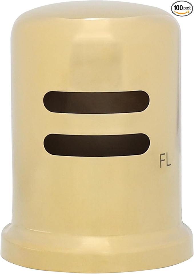 Westbrass D201-1-100-01 1-3/4" x 2-3/4" Solid Brass Air Gap Cap Only, Skirted, Polished Brass (100-Pack)