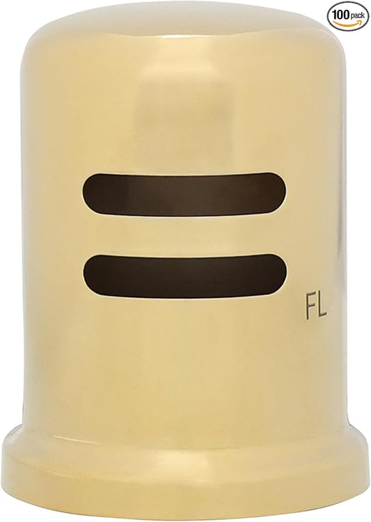 Westbrass D201-1-100-01 1-3/4" x 2-3/4" Solid Brass Air Gap Cap Only, Skirted, Polished Brass (100-Pack)