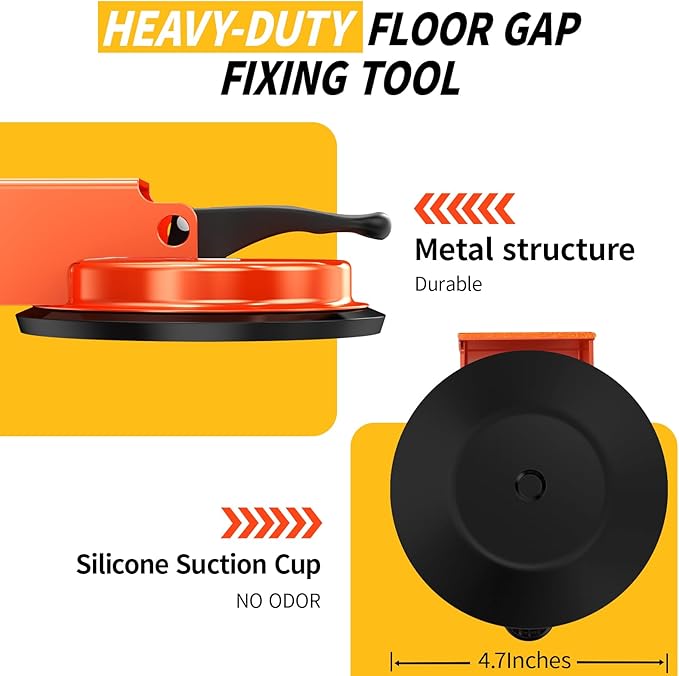 Floor Gap Fixer Tool, Upgraded Heavy Duty Laminate Floor Suction Cup Gap Repair Tool, Over 152 Pounds Load Capacity, Flooring Gap Tool for Vinyl & Wood Floor Repair, Orange, Model 5D