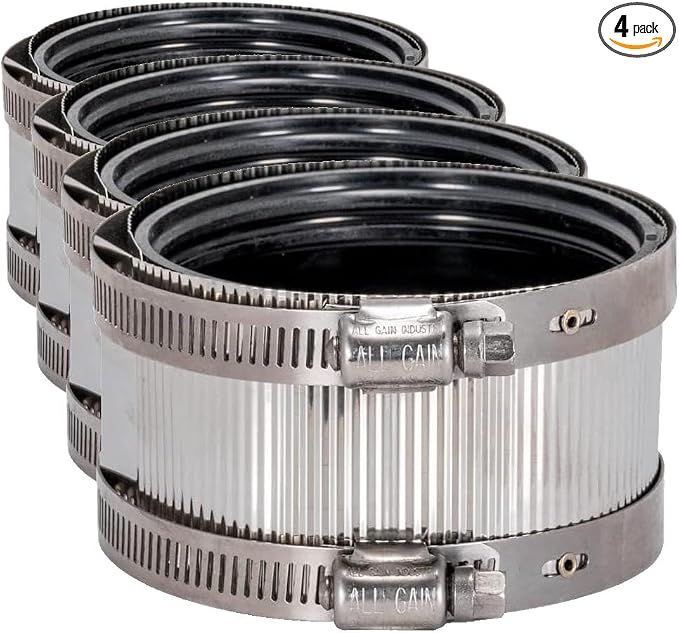 Eastman 3 Inch No-Hub Coupling with Stainless Steel Clamps, 43405 (Pack of 4)