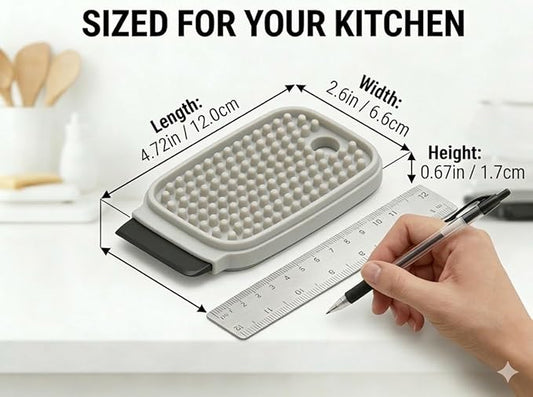 3-in-1 Silicone Dish Sponge - BPA-Free Food-Grade Cleaning Brush with Dual-Sided Scrubber & Scraper, Hanging Hole Fast-Dry Reusable for Dishes/Fruits/Vegetables (Grey 1PCS)