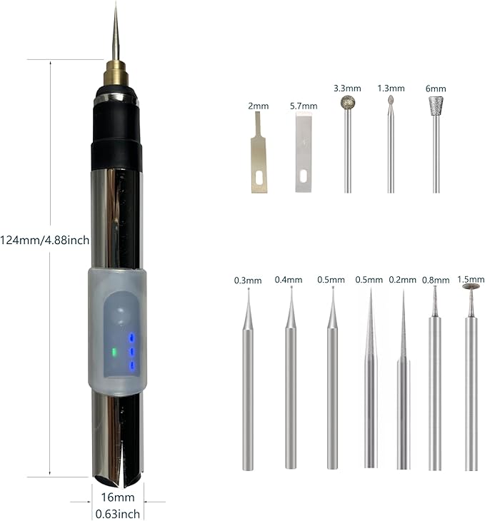 Circuit Board Grinder Chip Grinding Pen Damaged Screw Removal for Cellphone Microcircuit Grinder Cell Phone Repair Tool Rechargeable 11 Grinding Heads 3 Speed Adjustable