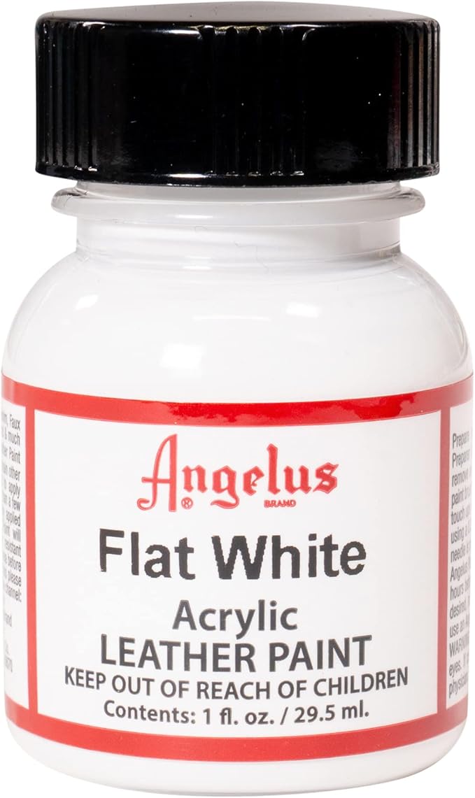 Angelus Acrylic Leather Paint for Shoes, Sneakers, Leather, Canvas, Furniture, and More - 1 Fl Oz, Flat White
