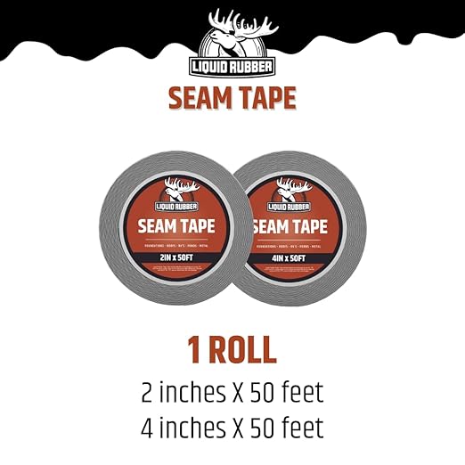 Liquid Rubber Peel and Stick Seam Tape - Fix Leaks, Repair and Restore Roof Joints and Tears, Bonds to EPDM, Metal, Tiles, Shingles, Wood, and Fiberglass Easy to Use, 2 Inch x 50 Foot Roll