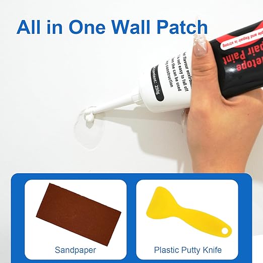 2-in-1 Wall Repair Kit, White Paint for Walls, Drywall Wall Patch, Quick Fix for Holes, Cracks, Dents, Covers Stains