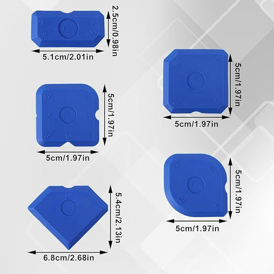 10pcs Silicone Cramer Spreader Caulking Tool Set Kit, Sealant Profiling Finishing Smoothing Mastic Tool Caulk Remover Reusable Grout Scraper Applicator for Kitchen Bathroom Floor Window & Sink (Blue)