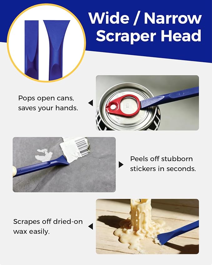 12Pcs Plastic Scraper Tool, Crevice Cleaning Tool, Non-Scratch Car Detailing Supplies for Cleaning, Versatile Label/Sticker Remover & Peeler Tool for Tight Spaces (Blue-12Pcs)