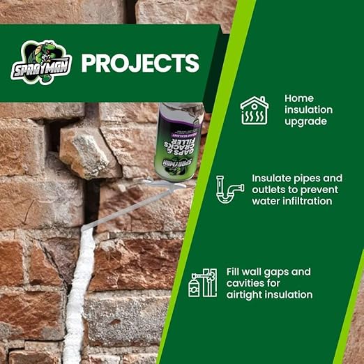 Sprayman Gaps and Cracks Filler Foam - Polyurethane Expanding Foam Sealant for Insulating Doors & Windows, Waterproof & Paintable, Straw Use - 12oz, 1 Pack