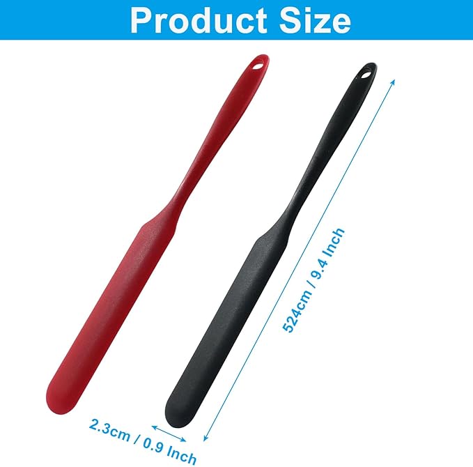 Hitefu 3 Pcs Silicone Jar Spatulas, Non-Stick Scraper Tools for Baking Cake & Spraying Butter Cream (Black, Red & Orange)