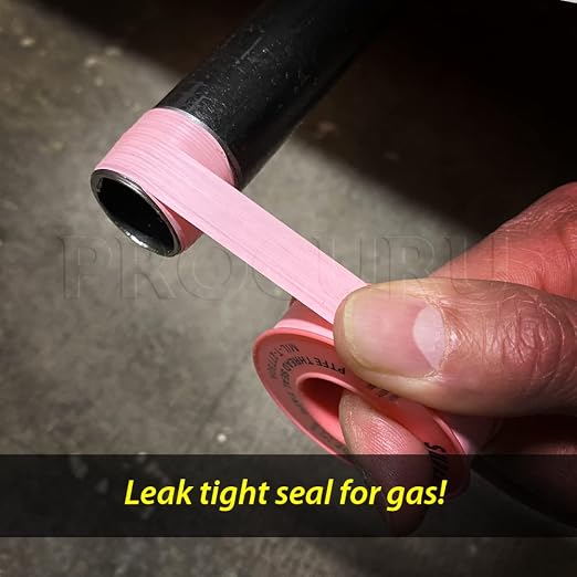 PROCURU 2-Pack 1/2" x 520" Professional Grade Pipe Thread Sealant 4-Mil Pink PTFE Plumbing Teflon Tape, for Water and Gas