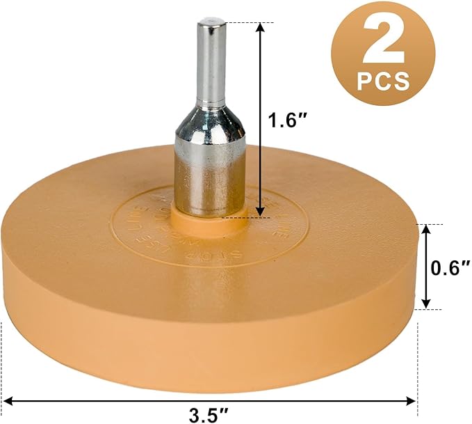 2 Pack 3.5 inch Eraser Wheel Decal Remover Eraser Wheel Adhesive Remover with Adapter Rubber Eraser Wheel for Drill Removes Car Decal Vinyl Tape Graphics Pinstripe Sticker Remover