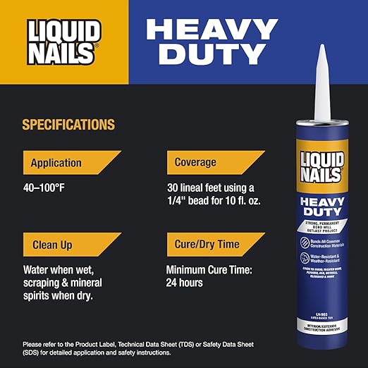Liquid Nails Construction Adhesive, Pack of 2 | Heavy Duty | 10 oz
