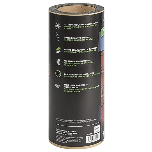 ZIP System Flashing Tape - Adhesive Flashing Tape - Advanced Acrylic Adhesive - Professional-Grade - Weather Protection - for Windows, Doors, & Rough Openings - 12" x 50' Roll