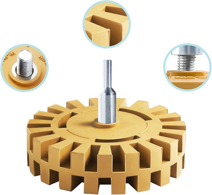Decal Remover Eraser Wheel Rubber Eraser Wheel Adhesive Remover Wheel for Cars Sticker Remover Tool Removes Pinstripe Stripe Vinyl Tape and Graphic