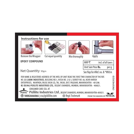 Pidilite M-SEAL Regular Epoxy Compound 1 x 25g - Waterproof, High Strength, Flexible, Quick Curing - Bonds Metal, Glass, Concrete, Ceramic - Clear