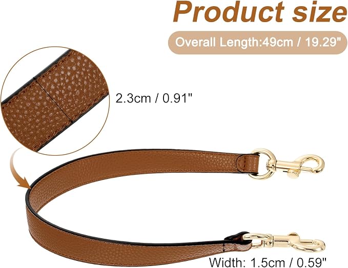 uxcell 19.29 Inch PU Leather Short Bag Strap with Clasp, Purse Handles Handbags Replacement Straps for Clutch Bag Underarm Bags, Brown, Gold Buckle
