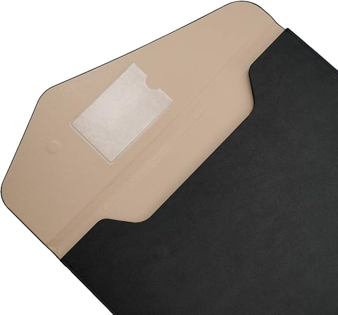 PU A4 Leather File Folder Document Holder Folder Stylish Portfolio Envelope Case with Strap and Invisible Magnetic Closure (Black)