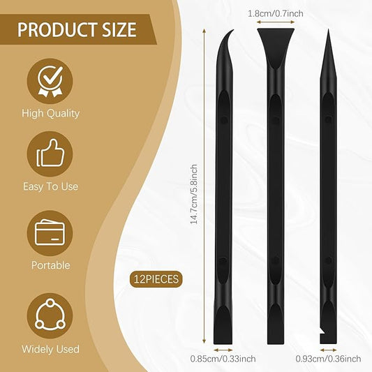 12 Pcs Carbon Fiber Plastic Scraper Tools, Multi-Purpose Pen-Shaped Label Sticker Remover, Narrow Crevice Cleaning Kit for Auto Detailing, Kitchen Gaps, Stain, Grease & Dirt Removal