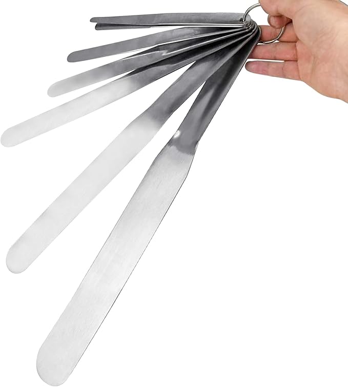 7-Piece Caulking Spatula Tool Set, Stainless Steel Caulk Finishing Tools with Curved Streamline Spatulas, Tip Widths from 3/8” to 1-1/2” for Sealing, Smoothing, and Adhesive Work