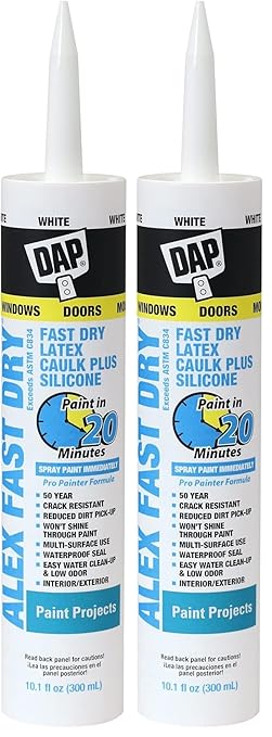 DAP 18425,White Caulk,10.1 oz,10.1 Fl Oz,Whites,(Pack of 2)