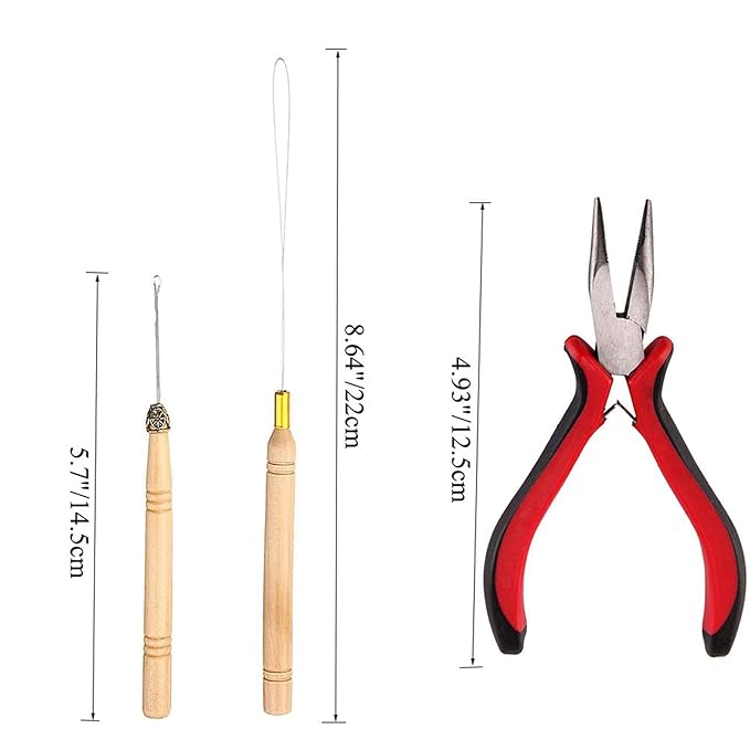 Orgrimmar Hair Extension Tool Kit Hair Extension Remove Pliers Pulling Hook 500 PCS Micro Silicone Rings Bead Device Tool Kits for Professional Hair Styling Tools Accessory (Dark Brown)