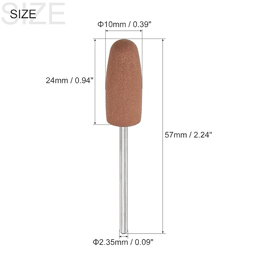 uxcell 3pcs 400 Grits Abrasive Mounted Stone 2.35mm Shank 2/5"(10mm) Dia Conical Heads Stone Grinding and Polishing Wheels for Nail Polishing