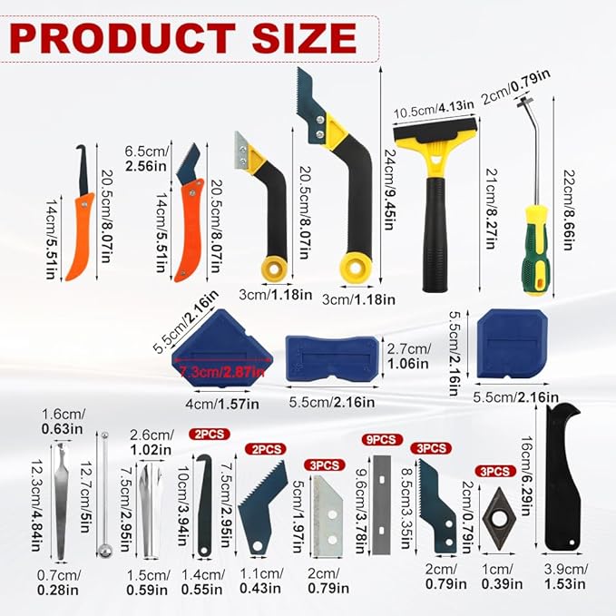 37Pcs Grout Removal Tool Kit，3 Tile Grout Saws with 20 Extra Cleaning Blad-es, Tile & Caulk Remover Tools with Grou-t Saws for Floor Cleaning & Repair(COLOR:black,yellow)