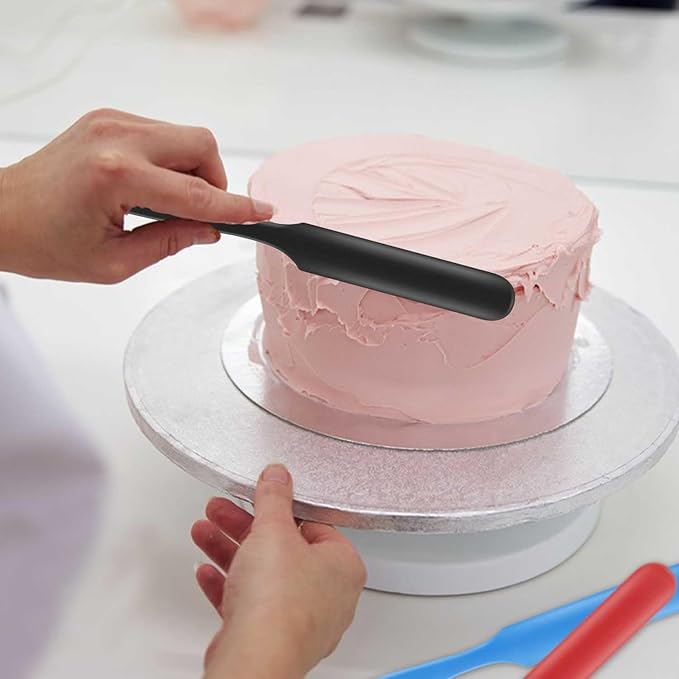 4-Piece Silicone Jar Spatula Set - Long Handle Nonstick Tool for Peanut Butter, Jam, Cake Decorating | Batter Mixing Blade, Flexible Baking & Cooking Utensil (4 Colors)