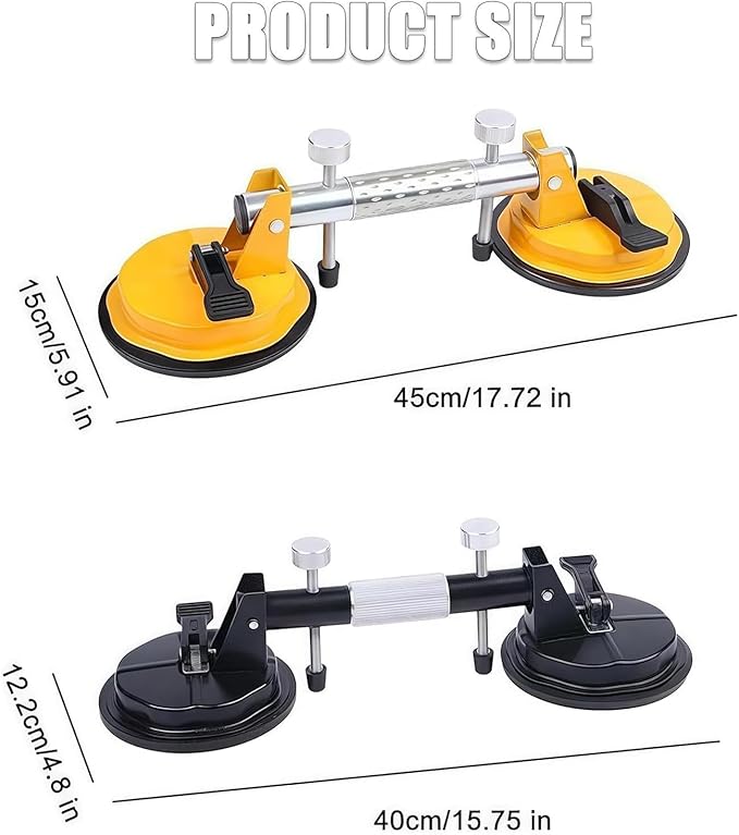Laminate Floor Gap Fixer Tool - Professional Countertop Alignment Clamps with Adjustable Vacuum Suction - Seam Setter & Gap Repair Tool for Granite, Marble, Stone Slab & Glass (Black)