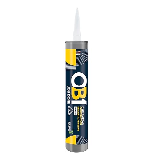 OB1 Universal Caulk Sealant & Adhesive White 10.1oz | Professional Grade Premium All-in-One Advanced Hybrid 3-in1 | Water Resistant Internal & External | Shrink Crack UV & Fade Resistant | 1 Cartridge