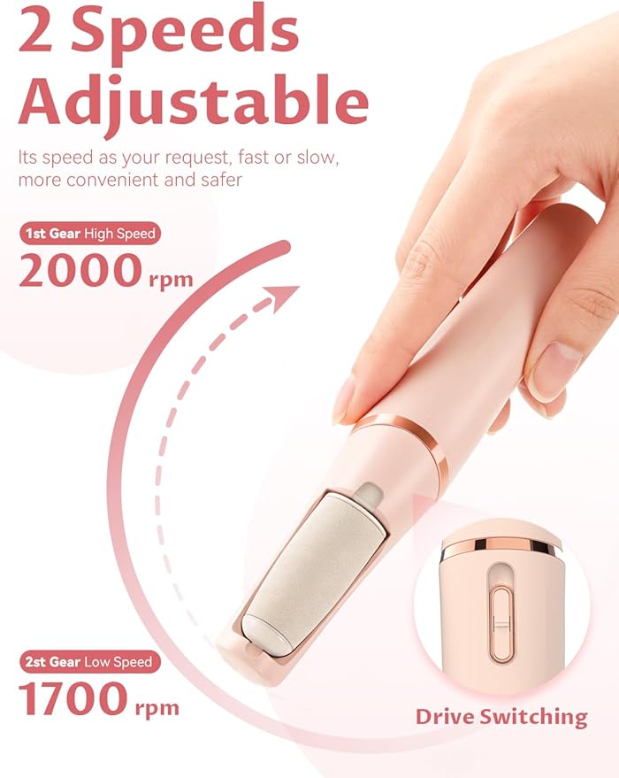 Callus Remover, Upgraded 3rd Electric Callus Removers for Feet, Foot File Callus Remover Pedicure Tools with 2 Speeds, for Dry/Calluses/Cracked/Hard Skin - Soft Smooth Skin (10 Heads)