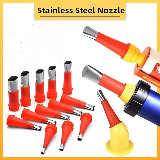 29PCS Universal Integrated Rubber Nozzle Tool Kit,Caulking Tips Caulking Nozzles for Sausage Caulking Guns and Hard Glue Guns Durable Stainless Steel Caulking Nozzles