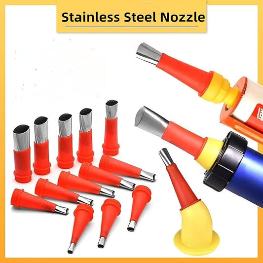 29PCS Universal Integrated Rubber Nozzle Tool Kit,Caulking Tips Caulking Nozzles for Sausage Caulking Guns and Hard Glue Guns Durable Stainless Steel Caulking Nozzles