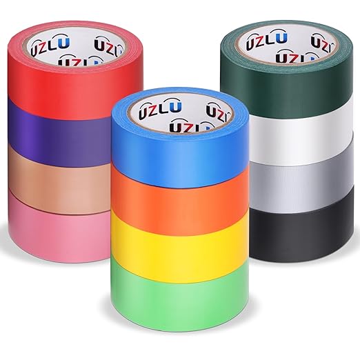 12PCS Rainbow Colored Duct Tape Bulk, 20 Yards x 1.88 Inch Heavy Duty Waterproof, No Residue, Bright Colors and Patterns for Packaging, Arts, Crafts, Color-Coding, DIY Projects