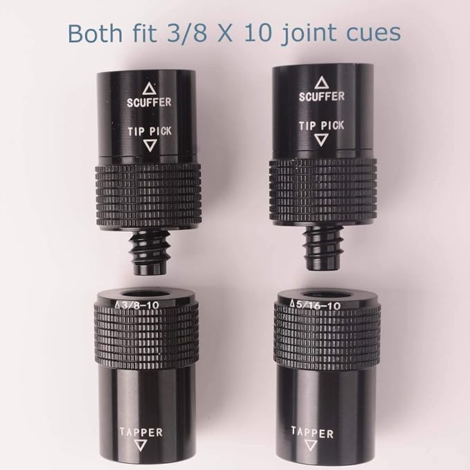 Aluminum 4-in-1 Billiard Pool Cue Tip Accessory Tool Repair Kit (Scuffer, Aerator, Tapper, Joint Protector)